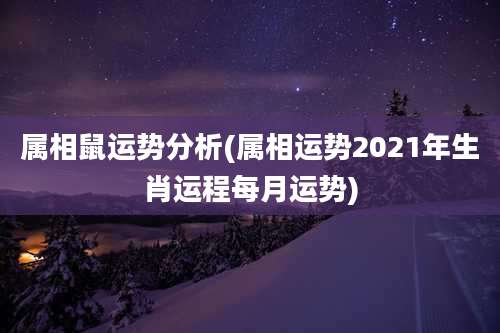 属相鼠运势分析(属相运势2021年生肖运程每月运势)