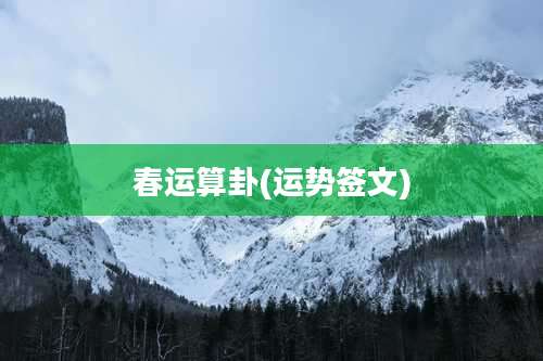 春运算卦(运势签文)