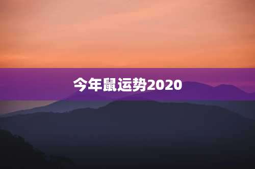 今年鼠运势2020