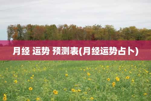 月经 运势 预测表(月经运势占卜)