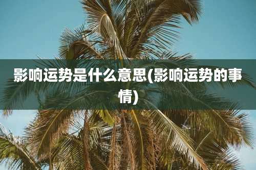 影响运势是什么意思(影响运势的事情)