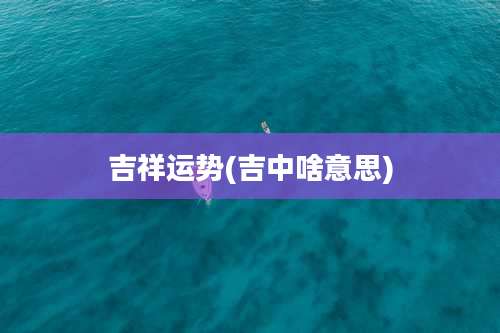 吉祥运势(吉中啥意思)