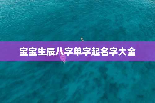 宝宝生辰八字单字起名字大全