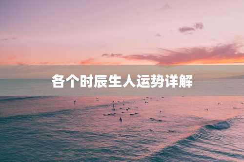 各个时辰生人运势详解