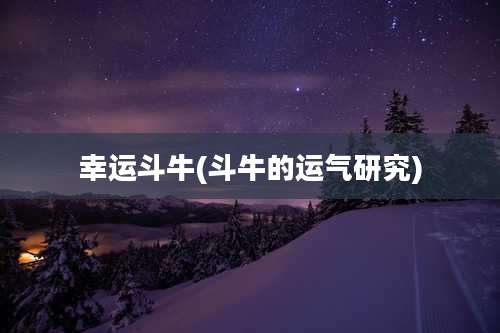 幸运斗牛(斗牛的运气研究)