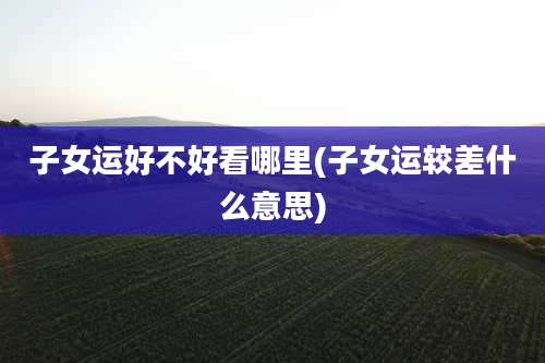 子女运好不好看哪里(子女运较差什么意思)