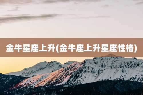 金牛星座上升(金牛座上升星座性格)