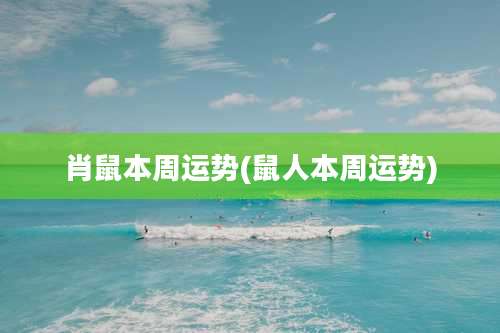 肖鼠本周运势(鼠人本周运势)
