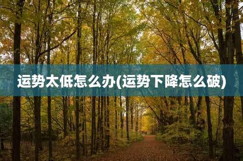 运势太低怎么办(运势下降怎么破)