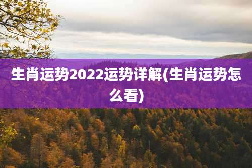 生肖运势2022运势详解(生肖运势怎么看)