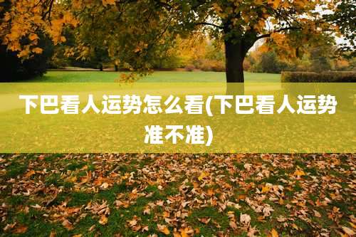 下巴看人运势怎么看(下巴看人运势准不准)