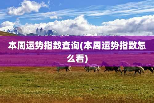 本周运势指数查询(本周运势指数怎么看)