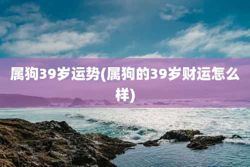 属狗39岁运势(属狗的39岁财运怎么样)