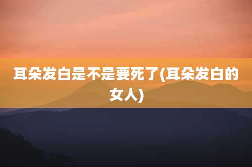 耳朵发白是不是要死了(耳朵发白的女人)