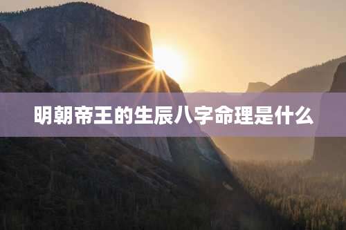 明朝帝王的生辰八字命理是什么