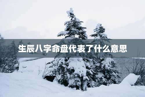 生辰八字命盘代表了什么意思