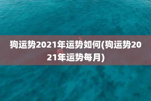 狗运势2021年运势如何(狗运势2021年运势每月)