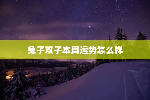 兔子双子本周运势怎么样