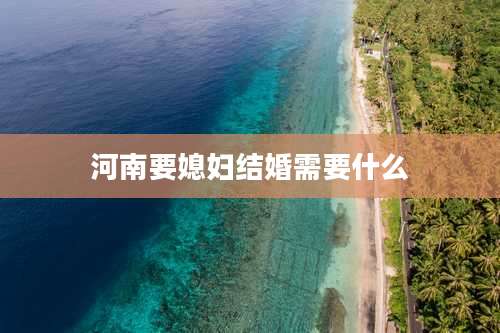 河南要媳妇结婚需要什么