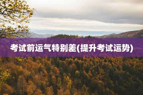 考试前运气特别差(提升考试运势)