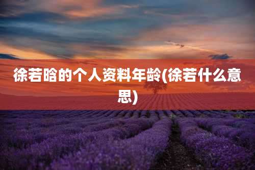 徐若晗的个人资料年龄(徐若什么意思)