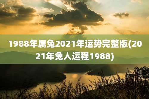 1988年属兔2021年运势完整版(2021年兔人运程1988)