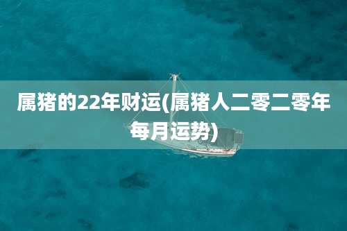 属猪的22年财运(属猪人二零二零年每月运势)
