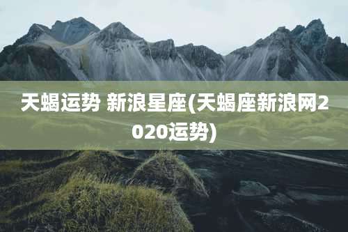 天蝎运势 新浪星座(天蝎座新浪网2020运势)