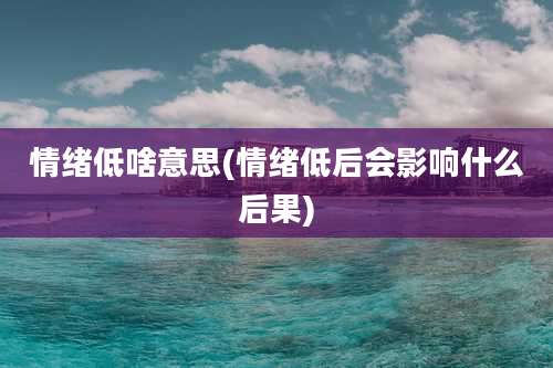 情绪低啥意思(情绪低后会影响什么后果)