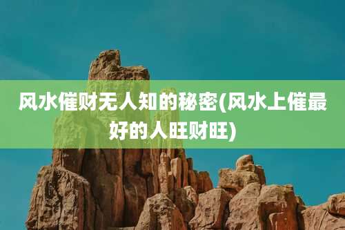 风水催财无人知的秘密(风水上催最好的人旺财旺)