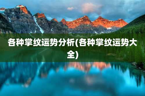 各种掌纹运势分析(各种掌纹运势大全)