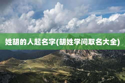 姓胡的人起名字(胡姓学问取名大全)