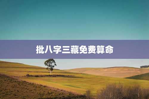 批八字三藏免费算命