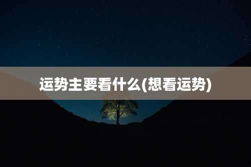 运势主要看什么(想看运势)