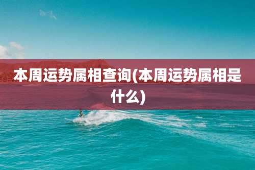 本周运势属相查询(本周运势属相是什么)