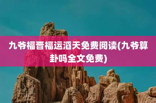 九爷福晋福运滔天免费阅读(九爷算卦吗全文免费)