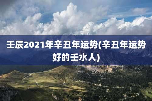 壬辰2021年辛丑年运势(辛丑年运势好的壬水人)