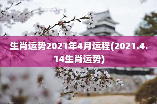 生肖运势2021年4月运程(2021.4.14生肖运势)