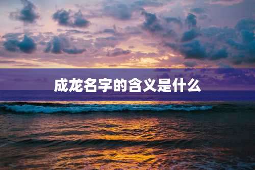 成龙名字的含义是什么