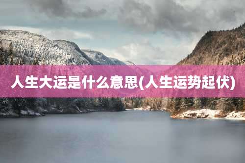 人生大运是什么意思(人生运势起伏)