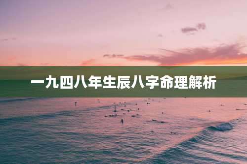 一九四八年生辰八字命理解析