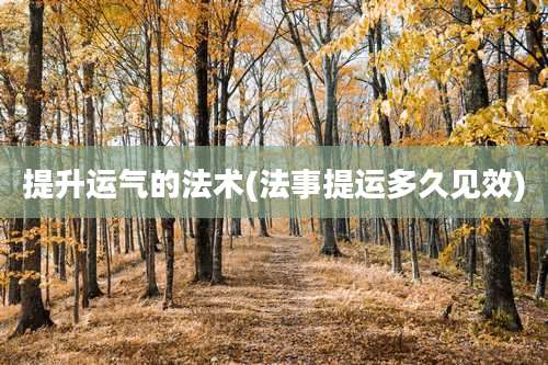 提升运气的法术(法事提运多久见效)