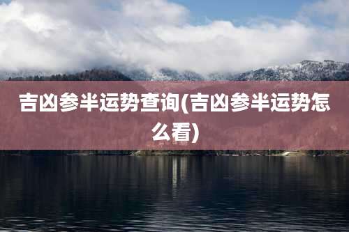 吉凶参半运势查询(吉凶参半运势怎么看)