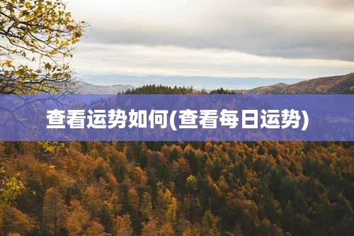 查看运势如何(查看每日运势)