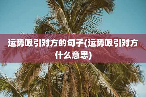 运势吸引对方的句子(运势吸引对方什么意思)