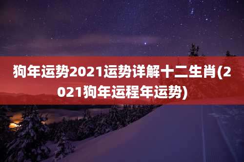 狗年运势2021运势详解十二生肖(2021狗年运程年运势)