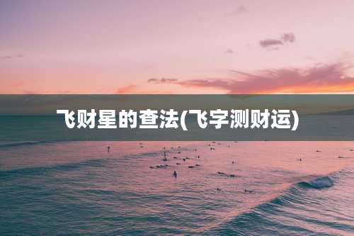 飞财星的查法(飞字测财运)
