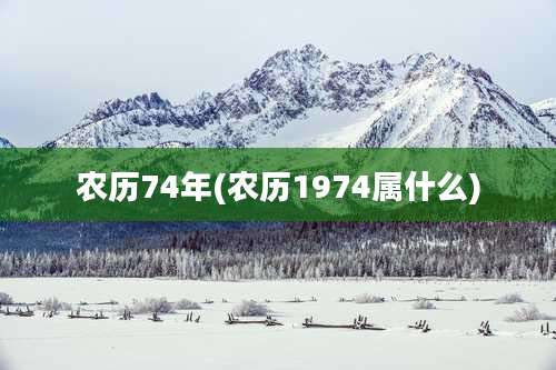 农历74年(农历1974属什么)