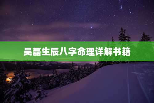 吴磊生辰八字命理详解书籍
