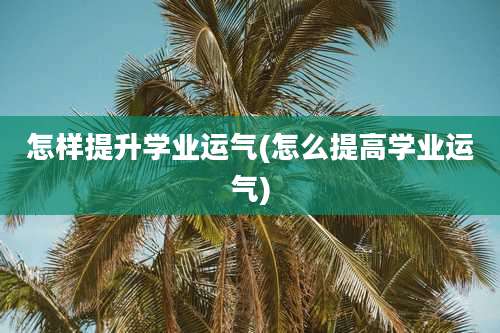怎样提升学业运气(怎么提高学业运气)
